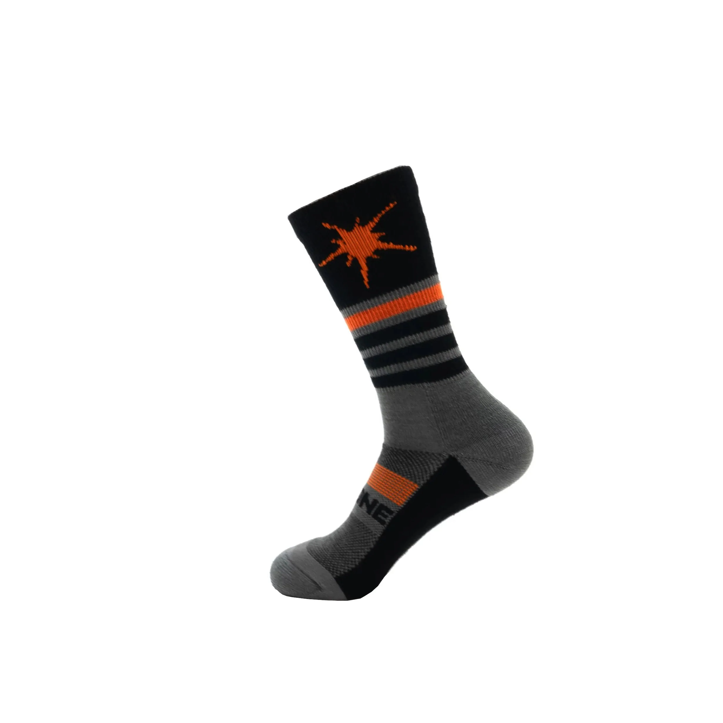 On-One Merino Cycling Socks / Black Grey Orange - Image 3